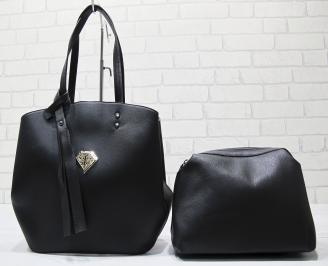 Дамска чанта еко кожа черна QMOO-23420