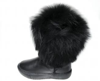Дамски  боти черни естествена кожа+естествен пух PAKU-22656