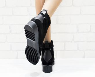 Дамски боти естествен велур  черни GDWA-25264