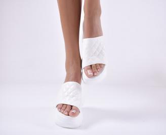 Дамски чехли на платформа  бели RTNM-1013969