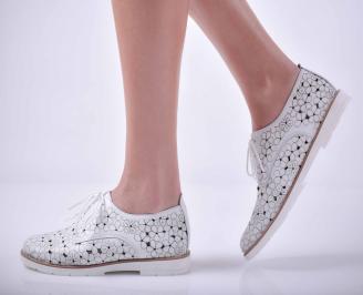 Дамски ежедневни обувки естествена кожа бели  UUQX-1015046