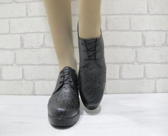 Дамски обувки черни естествена кожа TEPK-23730