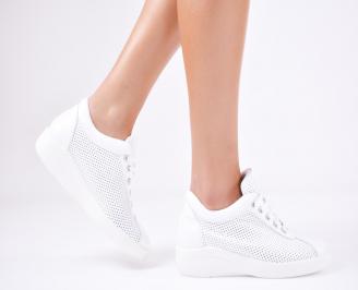 Дамски  обувки естествена кожа бели EMCL-1011573