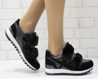 Дамски обувки  на платформа еко кожа / еко набук черни HYIY-25130