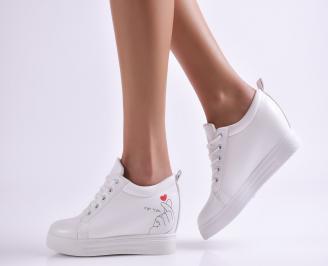 Дамски обувки на платформа еко кожа бели XXPL-26895