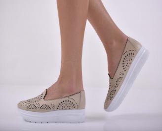 Дамски обувки  произведени България естествена кожа бежови  UEJB-1015231