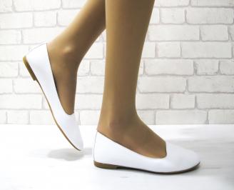 Дамски обувки равни естествена кожа бели ZEEW-22870