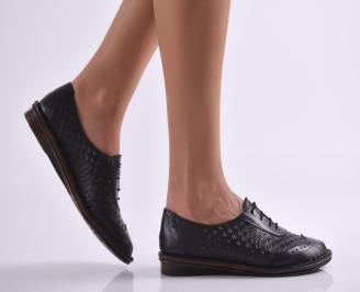 Дамски обувки равни естествена кожа черни PASE-26910