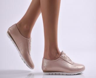 Дамски обувки равни естествена кожа пудра UDGM-26914
