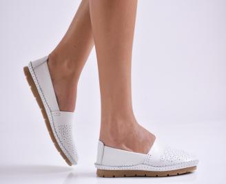Дамски обувки равни естествена кожа бели MTQR-26987