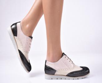Дамски равни обувки естествена кожа пудра. MHOE-1013305