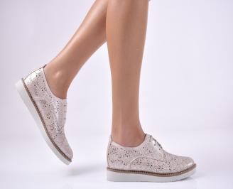 Дамски равни обувки естествена кожа пудра YIQF-1013687