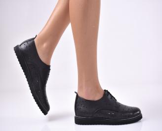 Дамски равни обувки естествена кожа черни GOVV-1013697