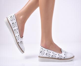 Дамски равни обувки естествена кожа бели OTSM-1013701