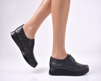 Дамски равни обувки естествена кожа черни SRUJ-1013708