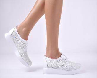 Дамски равни обувки естествена кожа бели AZPQ-1013712