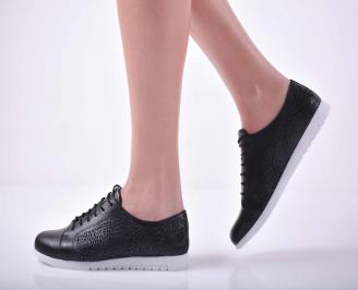 Дамски равни обувки естествена кожа черни  QIBA-1015129