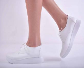 Дамски равни обувки естествена кожа бели  PKAW-1015147