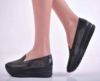 Дамски равни обувки естествена кожа черни  JVJZ-1015153