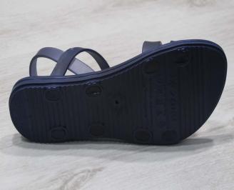Дамски равни силиконови сандали сини JIOG-24577
