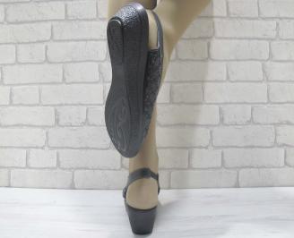 Дамски сандали естествена кожа черни XUWH-23833