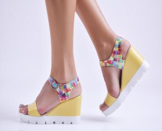 Дамски сандали на платформа еко кожа жълти FPPU-27743