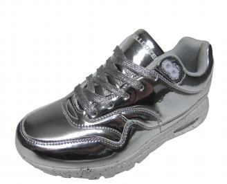 Дамски спортни обувки Bulldozer еко кожа /лак сребристи KPLY-21094