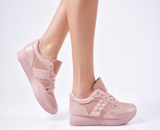 Дамски спортни  обувки еко кожа  розови HMUF-1010312