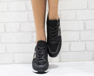 Дамски спортни обувки  еко кожа черни MELX-26432