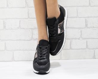 Дамски спортни обувки  еко кожа черни MELX-26432