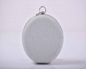 Елегантна абитуриентска чанта ситен брокат сребриста  ICWO-1015273