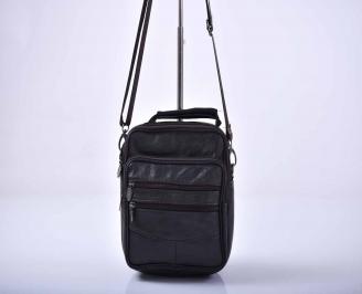 Мъжка чанта естествена кожа черна   GQKR-1015563