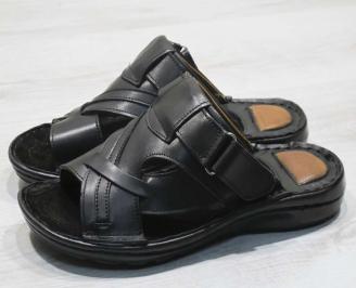 Мъжки чехли   естествена кожа черни HCKM-24556