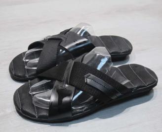 Мъжки чехли естествена кожа черни JGIP-24682