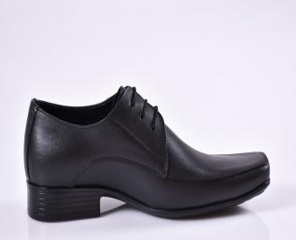 Мъжки официални обувки естествена кожа черни EBMD-26957