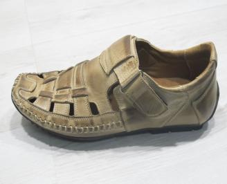 Мъжки сандали бежови естествена кожа ENFN-23844