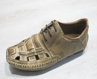 Мъжки сандали бежови естествена кожа ABMK-23856