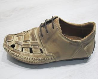 Мъжки сандали бежови естествена кожа ABMK-23856
