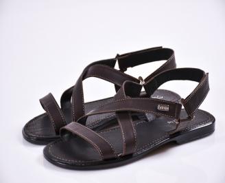 Мъжки сандали естествена кожа кафяви HZYA-27834