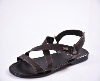 Мъжки сандали естествена кожа кафяви HZYA-27834