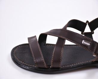 Мъжки сандали естествена кожа кафяви HZYA-27834