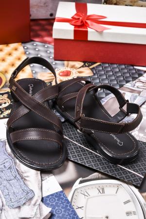 Мъжки сандали естествена кожа кафяви HZYA-27834