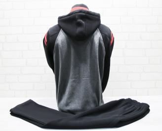 Мъжки спортен екип памук черен с червен кант YSTA-25665