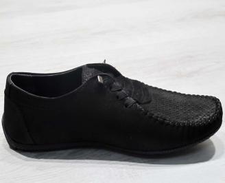 Мъжки спортни обувки естествен набук черни ZVKM-24610