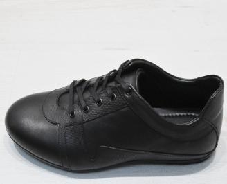 Мъжки спортно елегантни обувки естествена кожа черни MOWA-23070