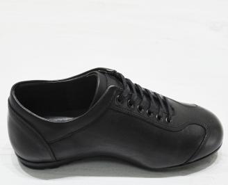 Мъжки спортно елегантни обувки естествена кожа черни AHXU-23073