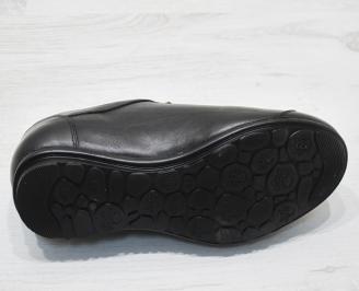 Мъжки спортно елегантни обувки естествена кожа черни AHXU-23073