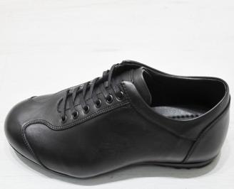 Мъжки спортно елегантни обувки естествена кожа черни AHXU-23073