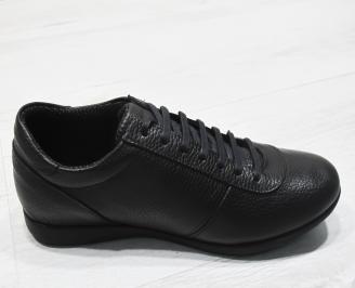 Мъжки спортно елегантни обувки естествена кожа черни FNEH-23371