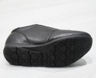Мъжки спортно елегантни обувки естествена кожа черни FNEH-23371